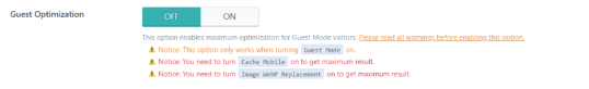 Configuração de otimização de guest mode do plugin LiteSpeed Cache