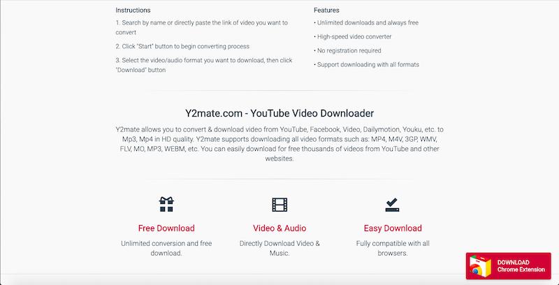convert free online videos with Y2mate YouTube video downloader 