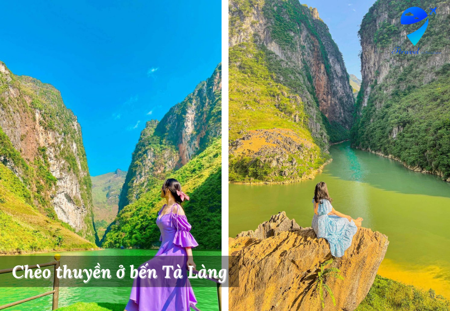 Chèo thuyền ở bến Tà Làng - Bến thuyền sông Nho Quế