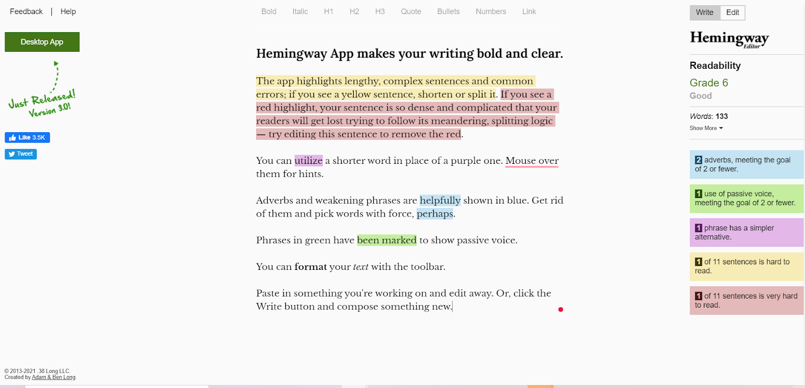 Hemingway app for Better Content Creation