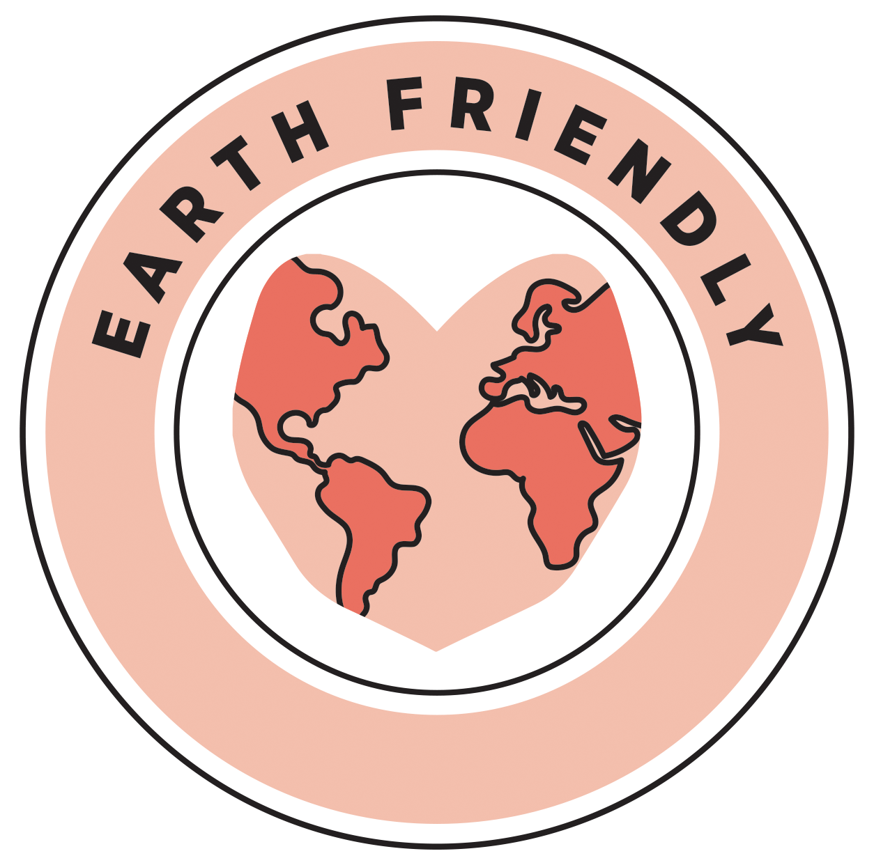 Casa sticker reading earth-friendly as a commitment to our sustainability efforts. 