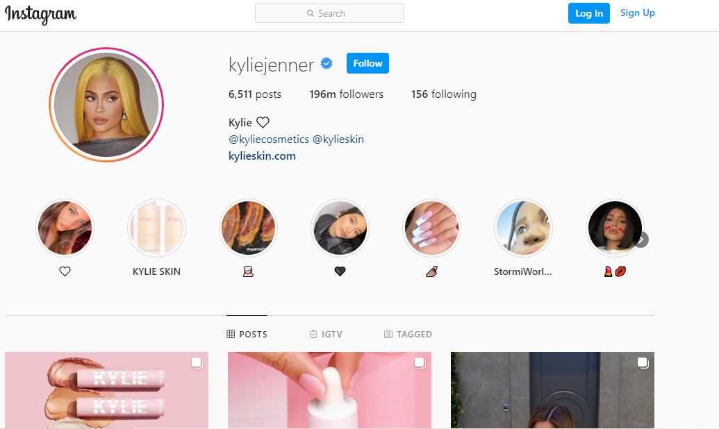 Kylie Jenner Instagram profile