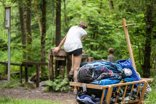 arriving at the campsite for car camping