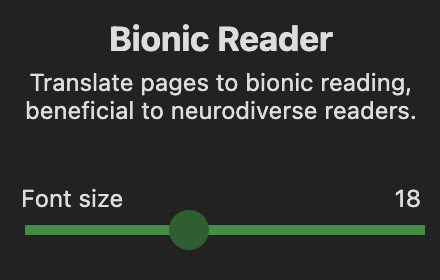 Bionic Reader dashboard.