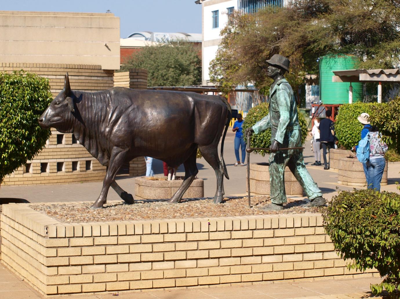 A statue of a person and a bull

Description automatically generated with low confidence