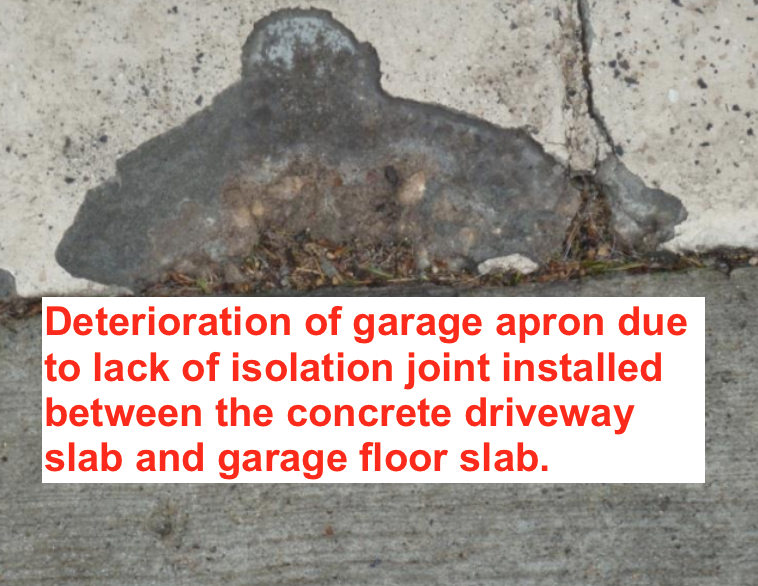 deterioration of garage apron from construction defect 
