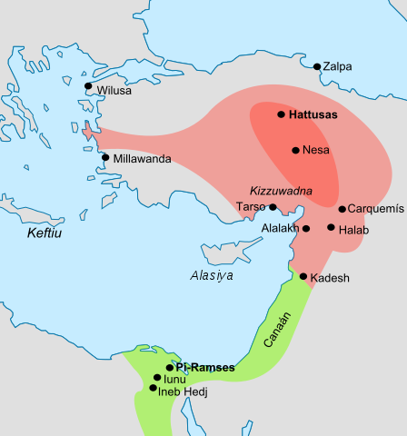 Map of the Hittite empire in Anatolia (modern day Turkey).