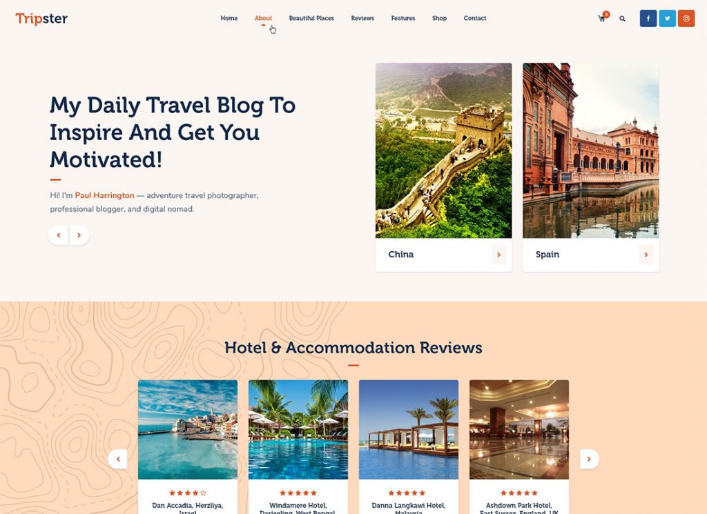 Tripster - Blog de WordPress sobre viajes y estilo de vida