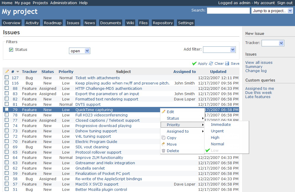 Redmine's excellent issue-tracking capabilities make it one of the bext Bitrix24 alternatives