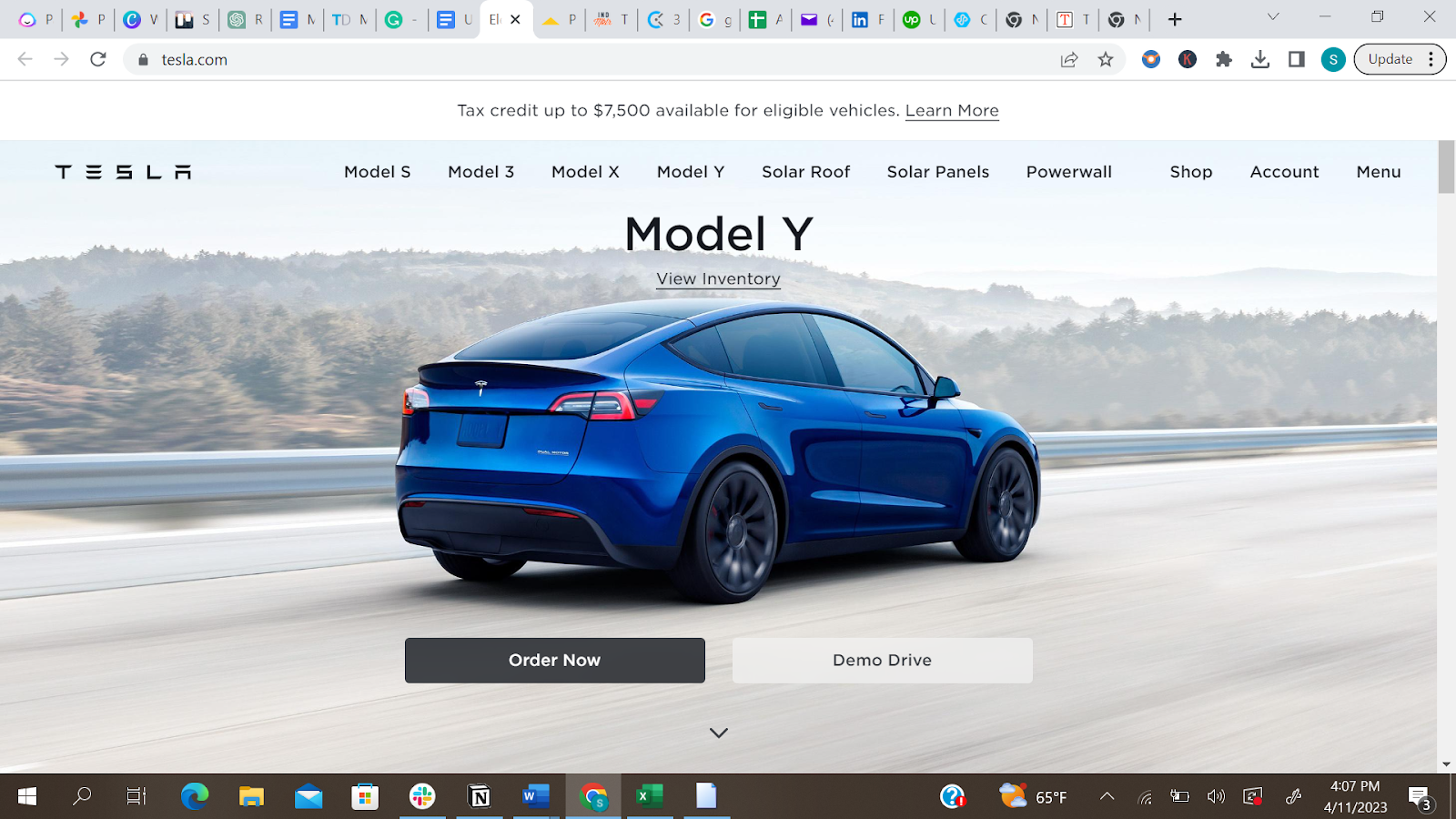 A representation of Tesla's website design
