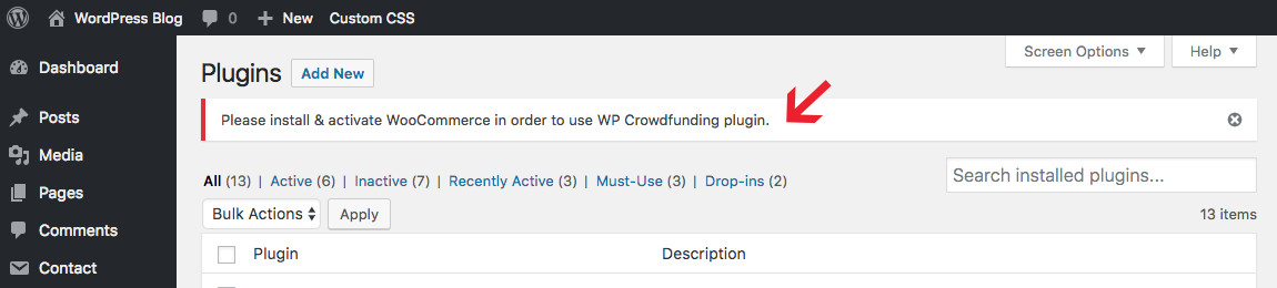 WP Crowdfunding Ativar WooCommerce