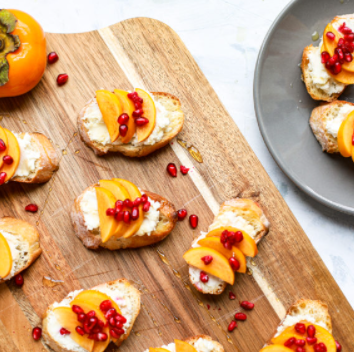 Persimmon & Honey Goat Cheese Crostini