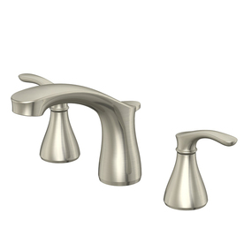 AquaSource Garner Brushed Nickel 2-Handle Widespread WaterSense Bathroom Sink Faucet (Drain Included)