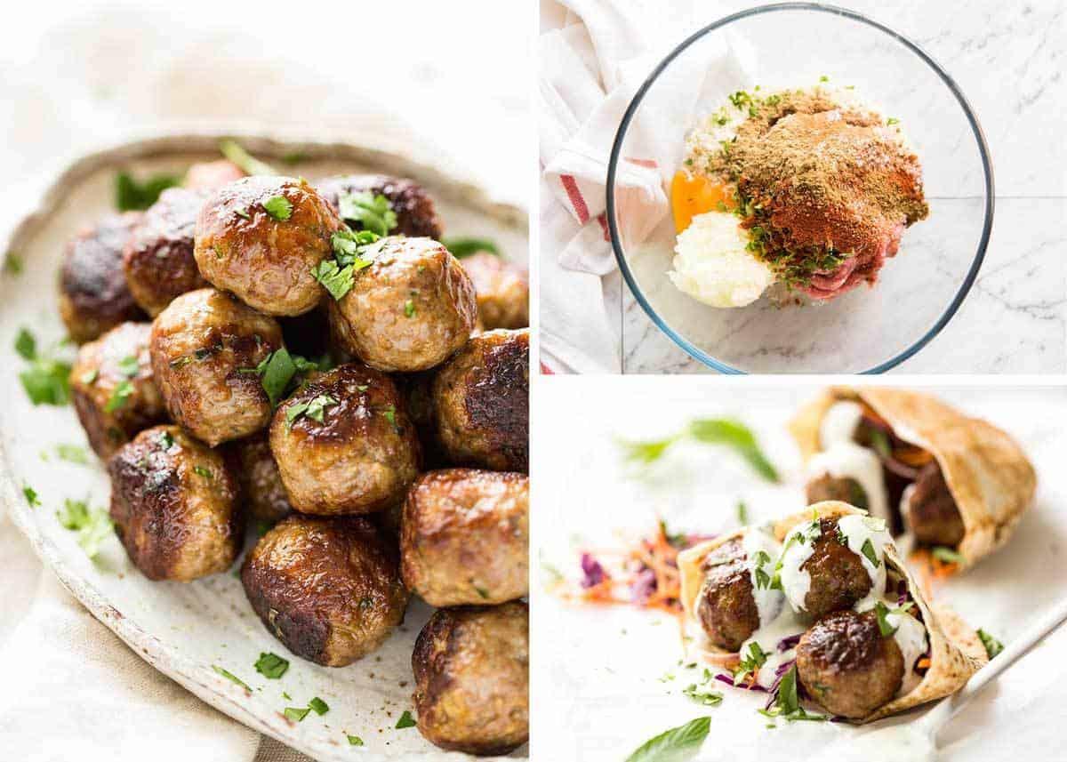 Plump, juicy, beautifully spiced Moroccan Lamb Meatballs with Minted Yoghurt. Great for stuffing in pita pockets! www.recipetineats.com