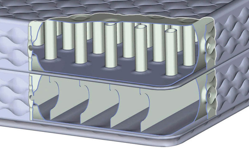 Air chambers can include beams and coils in multiple layers. 