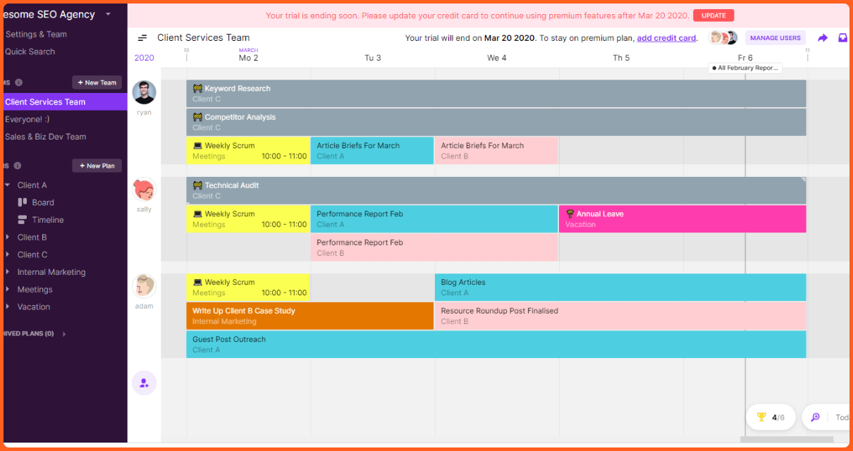 using scheduling and assigning tasks on Toggl Plan