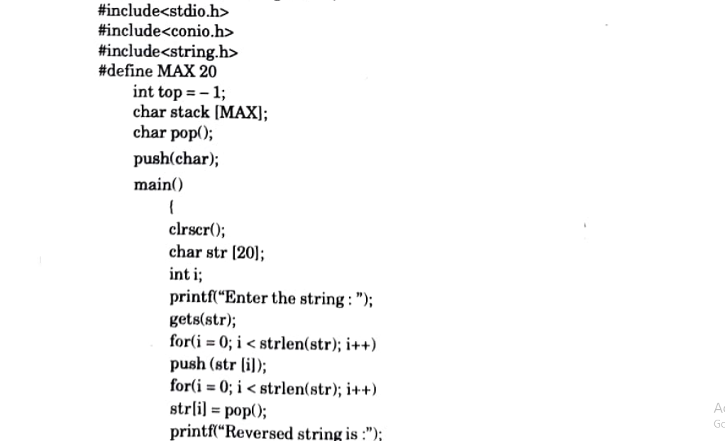 reverse a string in c language