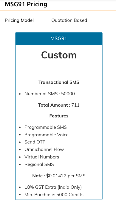 SMS APIs in India | MSG91 product pricing