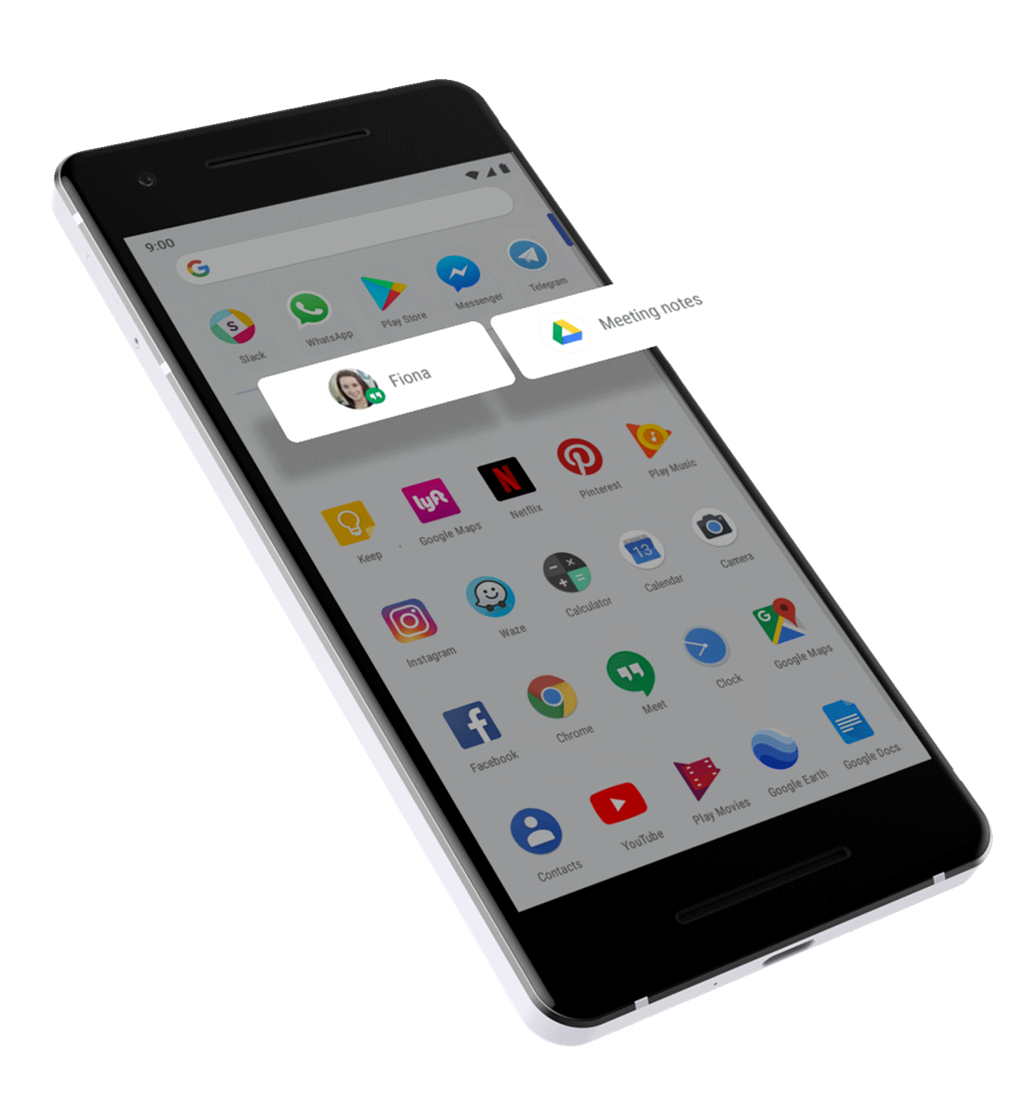 Immagine di uno smartphone con dimostrazione della funzionalità Azioni delle App.