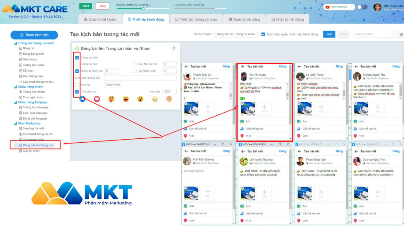 Phần mềm quản nhiều tài khoản Facebook MKT Care