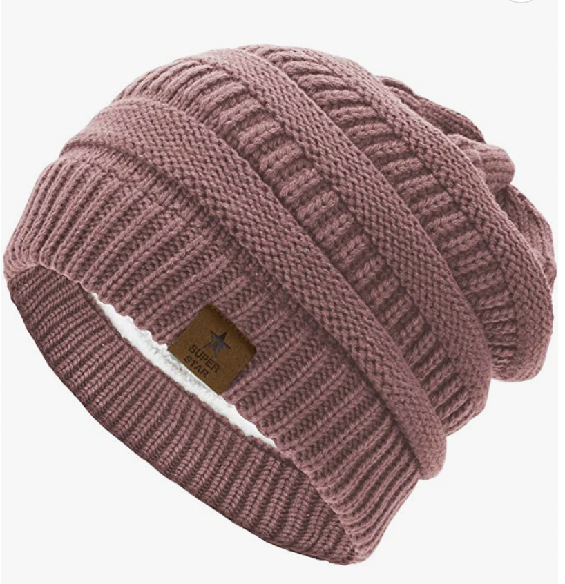 Knit Winter Thick Solid Fleece Lined Beanie