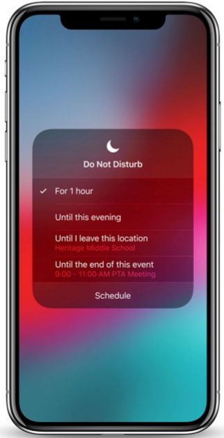  do not disturb option when clicked from control center
