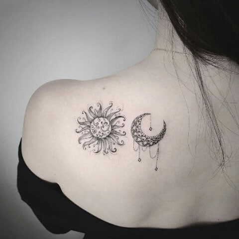 Star and Moon Tattoo