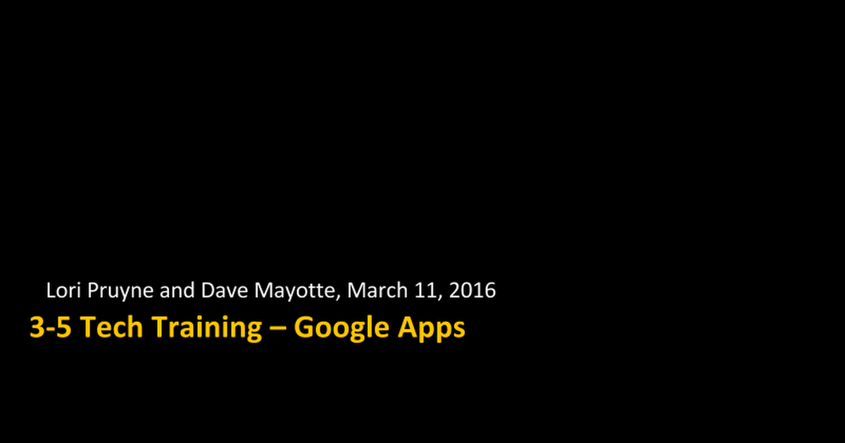 Intro to Google Chrome and Google Apps for Education