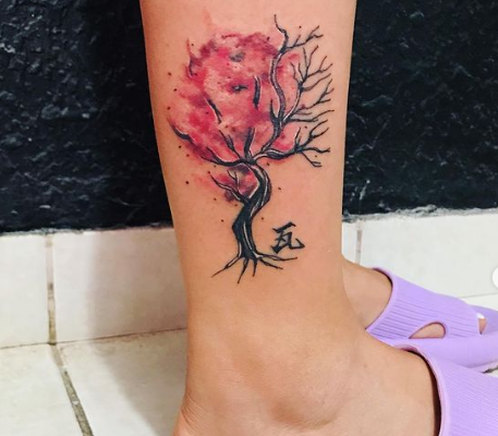Pinkish Tree Tattoo