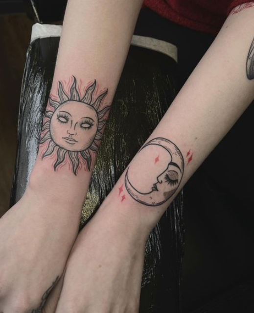 Sun And Moon Wrist Tattoo Men Women