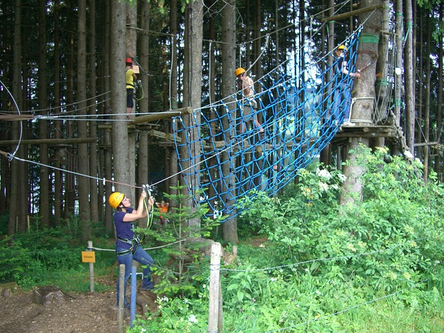 rope courses with friends are things to do while camping with friends