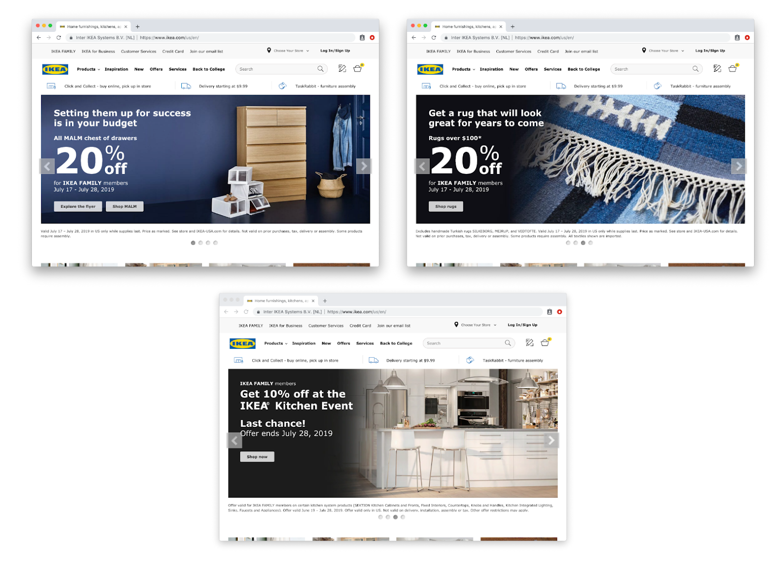 Ikea discounts in a homepage image carousel