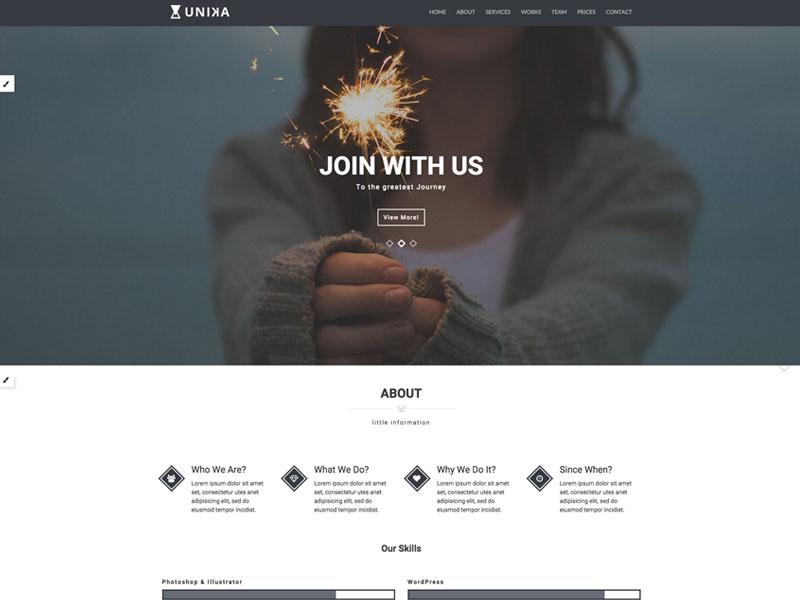 Unika One Page Portfolio Bootstrap Template