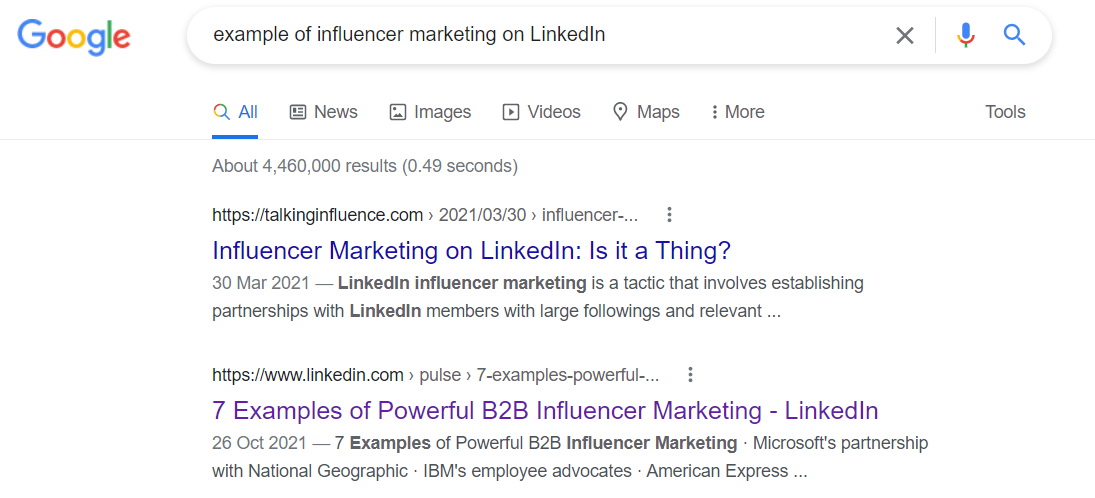 LinkedIn articles can rank well on Google.