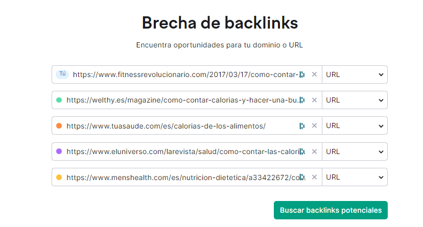 brecha de backlinks estrategia de enlaces semrush