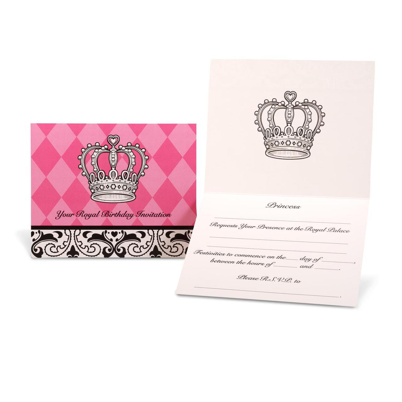 Elegant damask princess party invitations