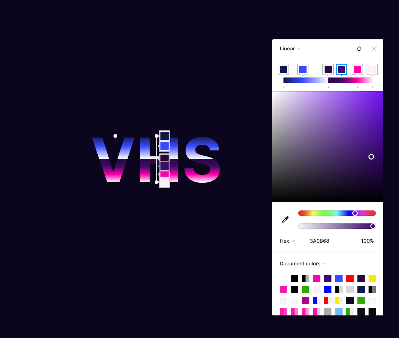 Figma 80s style typography gradients and effects