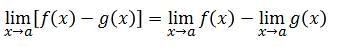 Fórmula de la propiedad de la resta de los límites