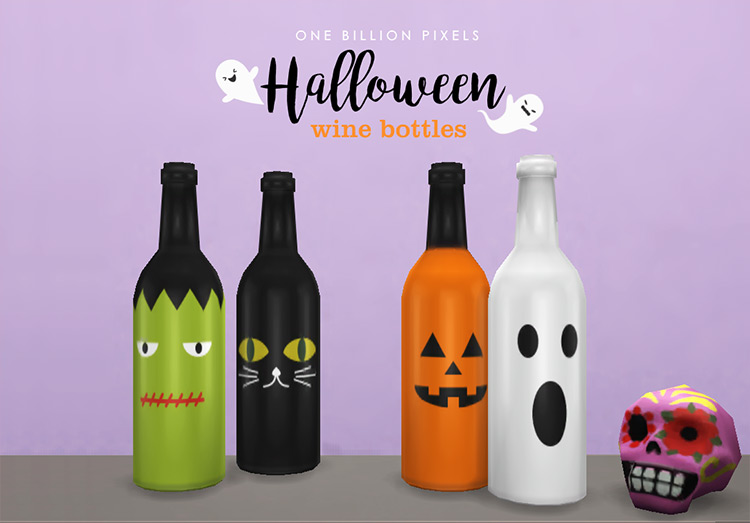 Halloween Wine Bottles CC for Sims 4