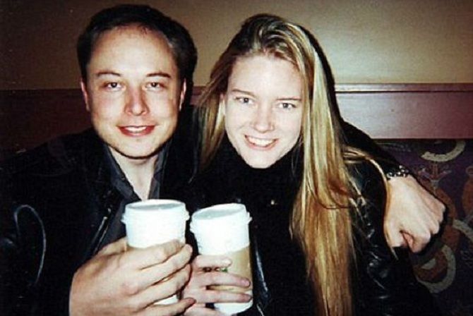 Elon Musk with his wife