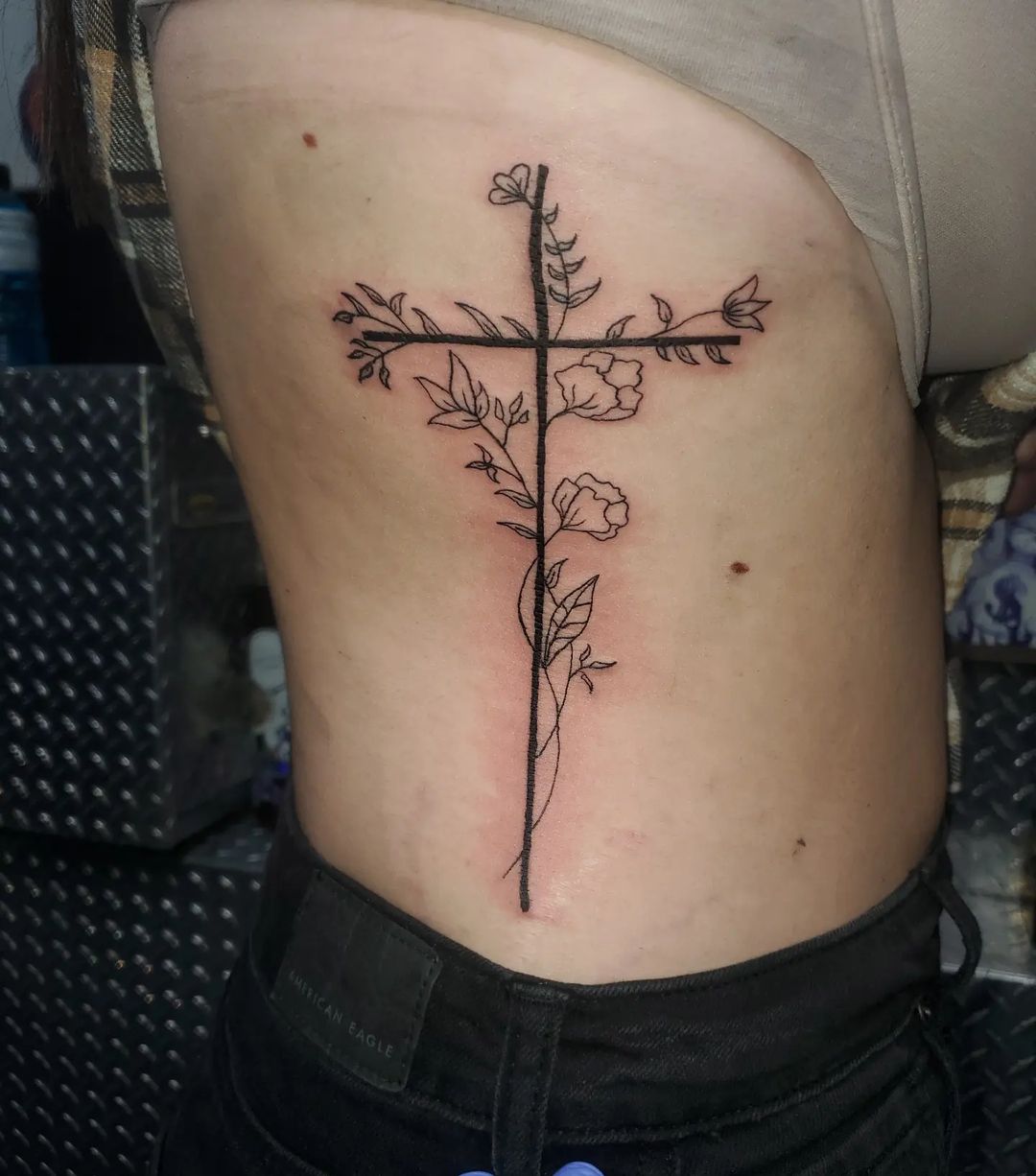 Floral Cross Tattoo