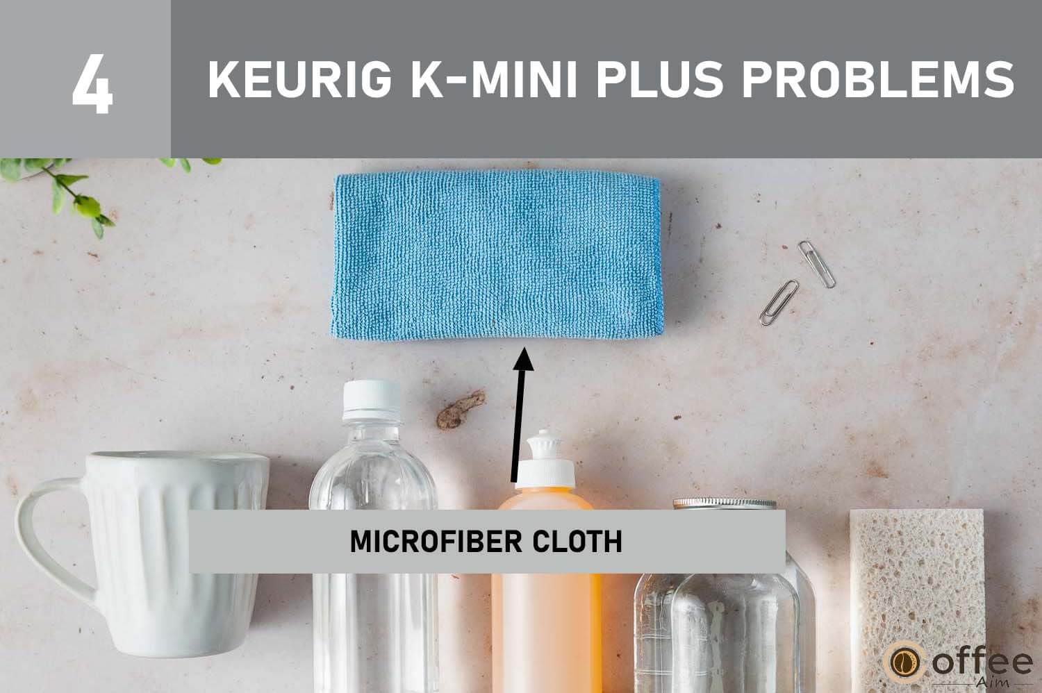 This image showcases the "Microfiber Cloth" as part of our article on addressing common issues with the Keurig K-Mini Plus.
