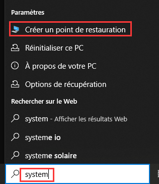 Créer un point de restauration