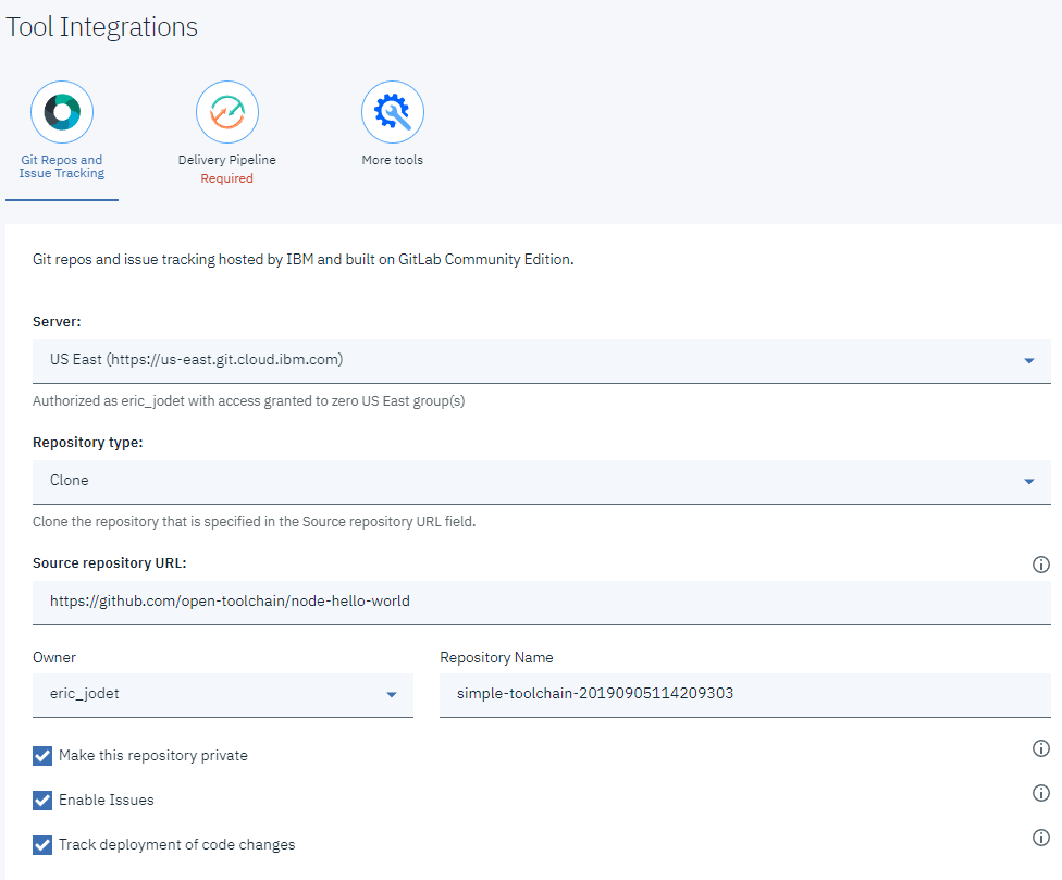 Git Repos and Issue Tracking configuration