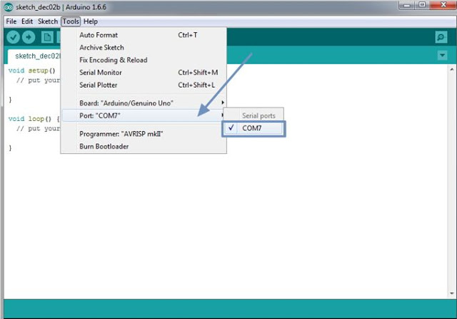 Pengaturan Port IDE Arduino
