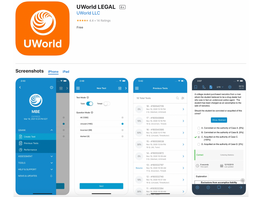 Best bar apps UWorld LEGAL