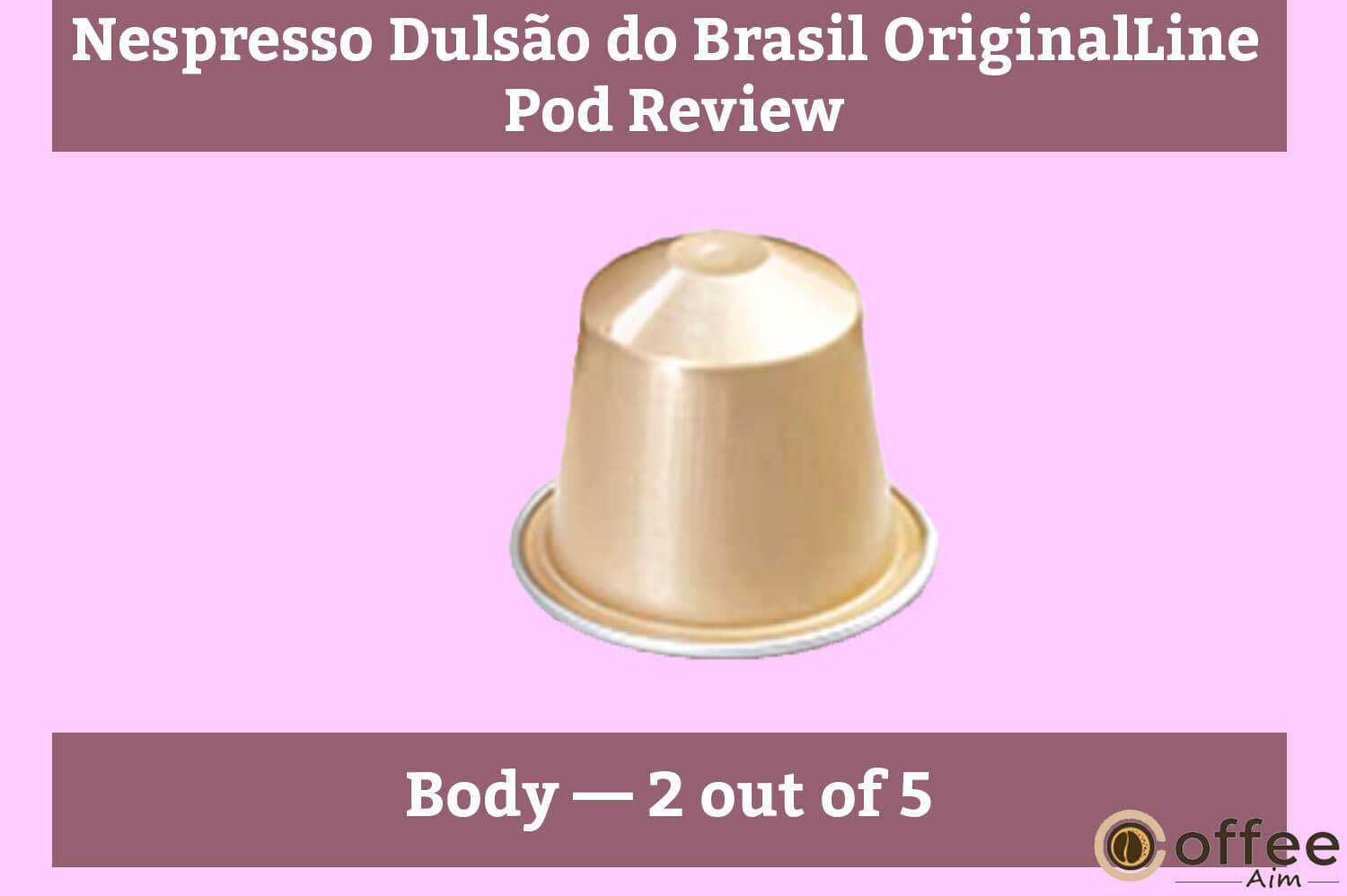 The image depicts the "Nespresso Dulsão do Brasil" pod's body, featured in the article "Nespresso Dulsão do Brasil Pod Review."




