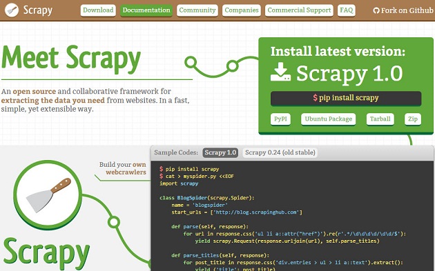 Thư viện Scrapy trong ngôn ngữ lập trình Python.