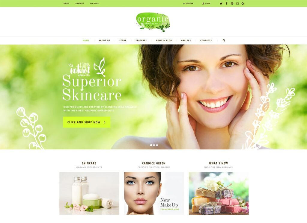 Orgánico |  Tema de WordPress para tienda de belleza orgánica y cosmética natural