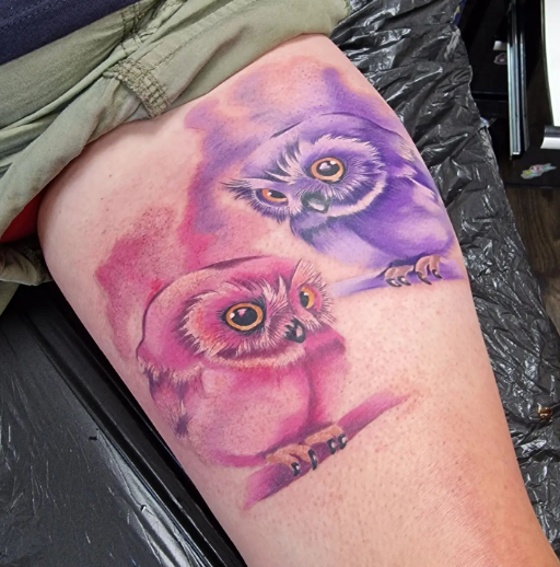 Owl Watercolor Tattoo